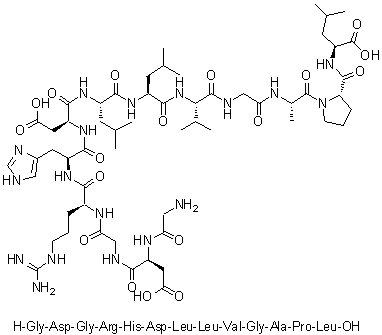 CAS # 155114-45-7, Glycyl-L-alpha-aspartylglycyl-L-arginyl-L-histidyl-L-alpha-aspartyl-L-leucyl-L-leucyl-L-valylglycyl-L-alanyl-L-prolyl-L-leucine