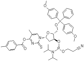 CAS # 156783-15-2, 5'-O-[bis(4-methoxyphenyl)phenylmethyl]-2-thio-Thymidine 3'-[2-cyanoethyl bis(1-methylethyl)phosphoramidite] 4-(4-methylbenzoate)