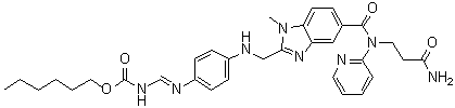 CAS 登录号：1580491-16-2, N-[[4-[[[5-[[(3-氨基-3-氧代丙基)-2-吡啶基氨基]羰基]-1-甲基-1H-苯并咪唑-2-基]甲基]氨基]苯基]亚氨基甲基]氨基甲酸己酯