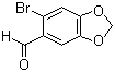 CAS # 15930-53-7, 6-Bromo-3,4-(methylenedioxy)benzaldehyde, 6-Bromo-1,3-benzodioxole-5-carboxaldehyde, 2-Bromo-4,5-(methylenedioxy)benzaldehyde, 6-Bromobenzodioxole-5-carboxaldehyde, 6-Bromopiperonal, NSC 15639