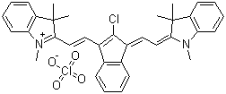 CAS # 159824-78-9, 2-((E)-2-(2-Chloro-1-[(E)-2-(1,3,3-trimethyl-1,3-dihydro-2H-indol-2-ylidene)ethylidene]-1H-inden-3-yl)ethenyl)-1,3,3-trimethyl-3H-indolium perchlorate