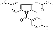structure of CAS# 1601-18-9, 1-(4-氯苯甲酰基)-5-甲氧基-2-甲基-1H-吲哚-3-乙酸甲酯