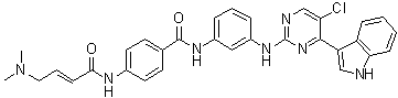 structure of CAS# 1604810-83-4, N-[3-[[5-Chloro-4-(1H-indol-3-yl)-2-pyrimidinyl]amino]phenyl]-4-[[(2E)-4-(dimethylamino)-1-oxo-2-buten-1-yl]amino]benzamide