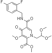 CAS # 1616340-68-1, 5-[[[(2,4-Difluorophenyl)methyl]amino]carbonyl]-1-(2,2-dimethoxyethyl)-1,4-dihydro-3-methoxy-4-oxo-2-pyridinecarboxylic acid methyl ester