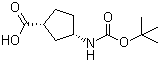 structure of CAS# 161660-94-2, (1R,3S)-N-叔丁氧羰基-3-氨基环戊烷-1-羧酸
