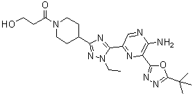 structure of CAS# 1620576-64-8, 1-[4-[5-[5-氨基-6-(5-叔丁基-1,3,4-恶二唑-2-基)吡嗪-2-基]-1-乙基-1H-1,2,4-三唑-3-基]哌啶-1-基]-3-羟基丙烷-1-酮