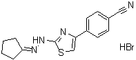 structure of CAS# 1622921-15-6, 4-[2-(2-环戊基亚基肼基)-4-噻唑基]苯甲腈氢溴酸盐