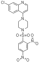 structure of CAS# 1624602-30-7, 7-Chloro-4-[4-[(2,4-dinitrophenyl)sulfonyl]-1-piperazinyl]quinoline
