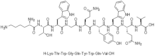 CAS # 162558-08-9, L-Lysyl-L-threonyl-L-tryptophylglycyl-L-glutaminyl-L-tyrosyl-L-tryptophyl-L-glutaminyl-L-valine