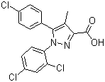 structure of CAS# 162758-35-2, 5-(4-Chlorophenyl)-1-(2,4-dichlorophenyl)-4-methylpyrazole-3-carboxylic acid