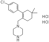 structure of CAS# 1628047-87-9, 1-[[2-(4-Chlorophenyl)-4,4-dimethyl-1-cyclohexen-1-yl]methyl]piperazine dihydrochloride