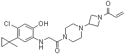 structure of CAS# 1629268-00-3, 1-[3-[4-[2-[[4-氯-2-羟基-5-(1-甲基环丙基)苯基]氨基]乙酰基]-1-哌嗪基]-1-氮杂环丁基]-2-丙烯-1-酮