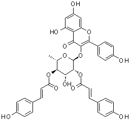 CAS 登录号：163434-73-9, 山柰酚 3-O-alpha-L-[2,4-二-(E)-对香豆酰]吡喃鼠李糖苷