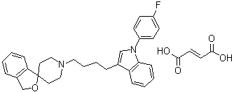 structure of CAS# 163630-79-3, 1'-[4-[1-(4-氟苯基)-1H-吲哚-3-基]丁基]-螺[异苯并呋喃-1(3H),4'-哌啶]富马酸盐
