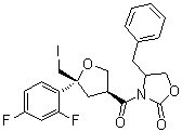 CAS 登录号：165115-89-9, [3S-[3alpha(S*),5alpha]]-3-[[5-(2,4-二氟苯基)四氢-5-(碘甲基)-3-呋喃基]羰基]-4-苄基-2-恶唑烷酮