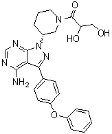 CAS # 1654820-87-7, 1-[(3R)-3-[4-Amino-3-(4-phenoxyphenyl)-1H-pyrazolo[3,4-d]pyrimidin-1-yl]-1-piperidinyl]-2,3-dihydroxy-1-propanone