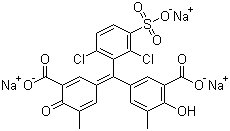 CAS # 1667-99-8, Mordant Blue 29, C.I. 43825, Chrome Azurol S, Trisodium 5-[(3-carboxylato-5-methyl-4-oxo-2,5-cyclohexadien-1-ylidene)(2,6-dichloro-3-sulphonatophenyl)methyl]-2-hydroxy-3-methylbenzoate