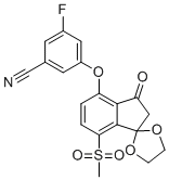 structure of CAS# 1672668-41-5, 3-氟-5-((7-(甲基磺酰基)-3-氧代-2,3-二氢螺[茚-1,2'-[1,3]二氧杂环戊烷]-4-YL)氧)苯甲腈
