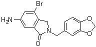 structure of CAS# 169043-96-3, 6-Amino-2-(1,3-benzodioxol-5-ylmethyl)-4-bromo-2,3-dihydro-1H-isoindol-1-one