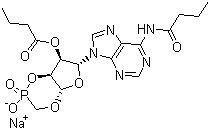 structure of CAS# 16980-89-5, N-6,O-2'-Dibutyryladenosine cyclic 3',5'-monophosphate sodium salt