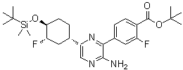 structure of CAS# 1715032-87-3, 4-[3-氨基-6-[(1S,3S,4S)-4-[[(1,1-二甲基乙基)二甲基硅烷基]氧基]-3-氟环己基]-2-吡嗪基]-2-氟-苯甲酸叔丁酯
