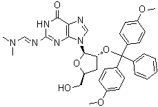 structure of CAS# 172361-60-3, 2'-O-[二(4-甲氧基苯基)苯基甲基]-3'-脱氧-N-[(二甲基氨基)亚甲基]鸟苷