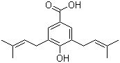 CAS 登录号：17622-86-5, Nervogenic acid, 4-羟基-3,5-双(3-甲基-2-丁烯-1-基)苯甲酸