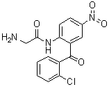 CAS 登录号：17714-02-2, 2-(2-氨基乙酰氨基)-2'-氯-5-硝基二苯甲酮