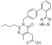 CAS # 178554-16-0, 2-Butyl-1,6-dihydro-4-methyl-6-oxo-1-[[2'-(1H-tetrazol-5-yl)[1,1'-biphenyl]-4-yl]methyl]-5-pyrimidineacetic acid