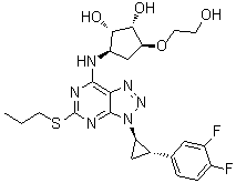structure of CAS# 1788033-05-5, (1S,2S,3R,5S)-3-[[3-[(1R,2S)-2-(3,4-二氟苯基)环丙基]-5-(丙硫基)-3H-1,2,3-三唑并[4,5-d]嘧啶-7-基]氨基]-5-(2-羟基乙氧基)-1,2-环戊二醇