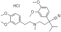 structure of CAS# 1794-55-4, 4-[(3,4-Dimethoxyphenethyl)methylamino]-2-(3,4-dimethoxyphenyl)-2-isopropylbutyronitrile monohydrochloride