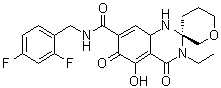 CAS 登录号：1799952-48-9, (2'R)-N-(2,4-二氟苄基)-3'-乙基-5'-羟基-4',6'-二氧代-2,3',4,4',5,6,6',8a'-八氢-1'H-螺[吡喃-3,2'-喹唑啉]-7'-甲酰胺