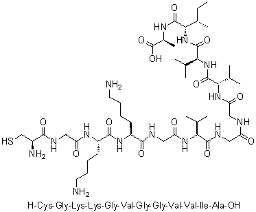 CAS # 1802078-25-6, L-Cysteinylglycyl-L-lysyl-L-lysylglycyl-L-valylglycylglycyl-L-valyl-L-valyl-L-isoleucyl-L-alanine