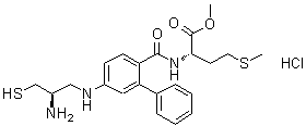 structure of CAS# 180977-34-8, N-[[5-[[(2R)-2-氨基-3-巯基丙基]氨基][1,1'-联苯]-2-基]羰基]-L-蛋氨酸甲酯单盐酸盐