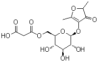 CAS 登录号：182236-12-0, 4-[[6-O-(羧基乙酰基)-beta-D-吡喃葡萄糖基]氧基]-2,5-二甲基-3(2H)-呋喃酮