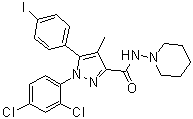 structure of CAS# 183232-66-8, 1-(2,4-二氯苯基)-5-(4-碘苯基)-4-甲基-N-1-哌啶基-1H-吡唑-3-甲酰胺
