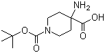 CAS # 183673-71-4, 1-Boc-4-aminopiperidine-4-carboxylic acid, 4-Amino-1-(tert-butoxycarbonyl)piperidine-4-carboxylic acid