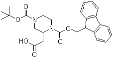 structure of CAS# 183742-34-9, 4-Boc-1-Fmoc-2-哌嗪乙酸