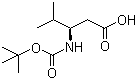 structure of CAS# 183990-64-9, (R)-3-[(叔丁氧羰基)氨基]-4-甲基戊酸