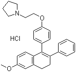 structure of CAS# 1847-63-8, 1-[2-[4-(3,4-Dihydro-6-methoxy-2-phenyl-1-naphthalenyl)phenoxy]ethyl]pyrrolidine hydrochloride