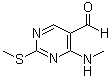 structure of CAS# 185040-32-8, 4-(Methylamino)-2-(methylthio)pyrimidine-5-carboxaldehyde