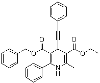 structure of CAS# 185222-90-6, 1,4-Dihydro-2-methyl-6-phenyl-4-(phenylethynyl)-3,5-pyridinedicarboxylic acid 3-ethyl 5-(phenylmethyl) ester