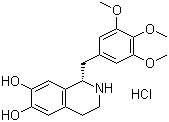 CAS # 18559-59-6, Trimetoquinol hydrochloride, (S)-1,2,3,4-Tetrahydro-1-[(3,4,5-trimethoxyphenyl)methyl]-6,7-isoquinolinediol hydrochloride