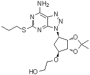 CAS 登录号：1858267-99-8, 2-[[(3aR,4S,6R,6aS)-6-[7-氨基-5-(丙硫基)-3H-1,2,3-三唑并[4,5-d]嘧啶-3-基]四氢-2,2-二甲基-4H-环戊二烯并-1,3-二氧杂环戊烯-4-基]氧基]乙醇