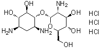 CAS 登录号：18685-97-7, 4-O-(2-氨基-2-脱氧-alpha-D-吡喃葡萄糖基)-2-脱氧链霉胺三盐酸盐