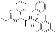 structure of CAS# 187324-66-9, (+)-2,4,6-Trimethyl-N-[(1S,2R)-1-methyl-2-(1-oxopropoxy)-2-phenylethyl]-N-(phenylmethyl)benzenesulfonamide
