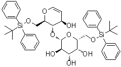 structure of CAS# 187999-59-3, 1,5-脱水-2-脱氧-6-O-[(叔丁基)二苯基硅烷基]-4-O-[6-O-[(叔丁基)二苯基硅烷基]-beta-D-吡喃半乳糖基]-D-阿拉伯-己-1-烯糖