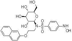 structure of CAS# 188480-51-5, N-beta-D-Glucopyranosyl-4-(hydroxyamino)-N-[2-(2-naphthalenyloxy)ethyl]-benzenesulfonamide