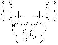 CAS # 189189-12-6, 4,5:4',5'-Dibenzo-1,1'-dibutyl-3,3,3',3'-tetramethylindocarbocyanine perchlorate