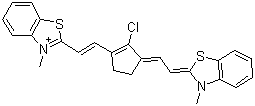 structure of CAS# 193687-61-5, 2-[2-[2-氯-3-[2-(3-甲基-3H-苯并噻唑-2-亚基)乙亚基]-1-环戊烯-1-基]乙烯基]-3-甲基苯并噻唑鎓